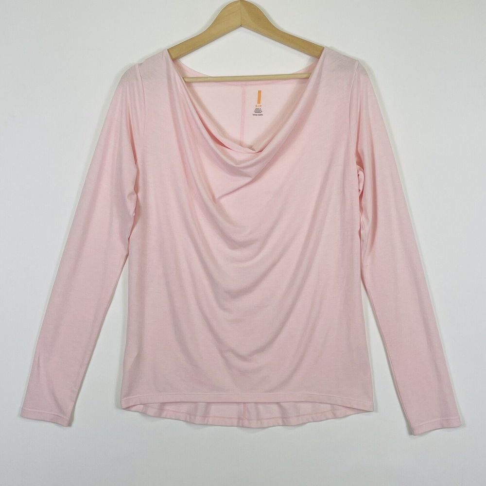 Lucy Top Womens Small Pink‎ Cowl Neck Semi Sheer Soft Girl Lounge Long Sleeve